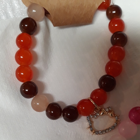 Hello Kitty Bracelet Pink beads Handmade Sanrio charm.NEW - Picture 3 of 15